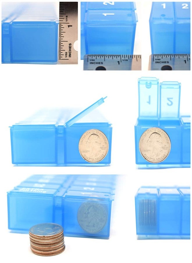 pill thing منظم حبوب شهري لمدة 31 يومًا - علب حبوب كبيرة الحجم لتخزين الأدوية لشهر كامل بالإضافة إلى حجرة إضافية (صباحًا/مساءً، شفاف وأزرق) خالٍ من مادة BPA - Image 2